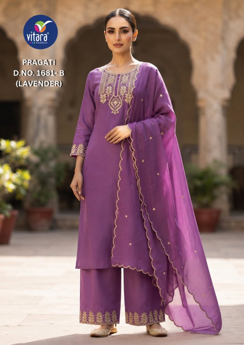 Pragati By Vitara Crape Silk Size Combo Kurtis Set